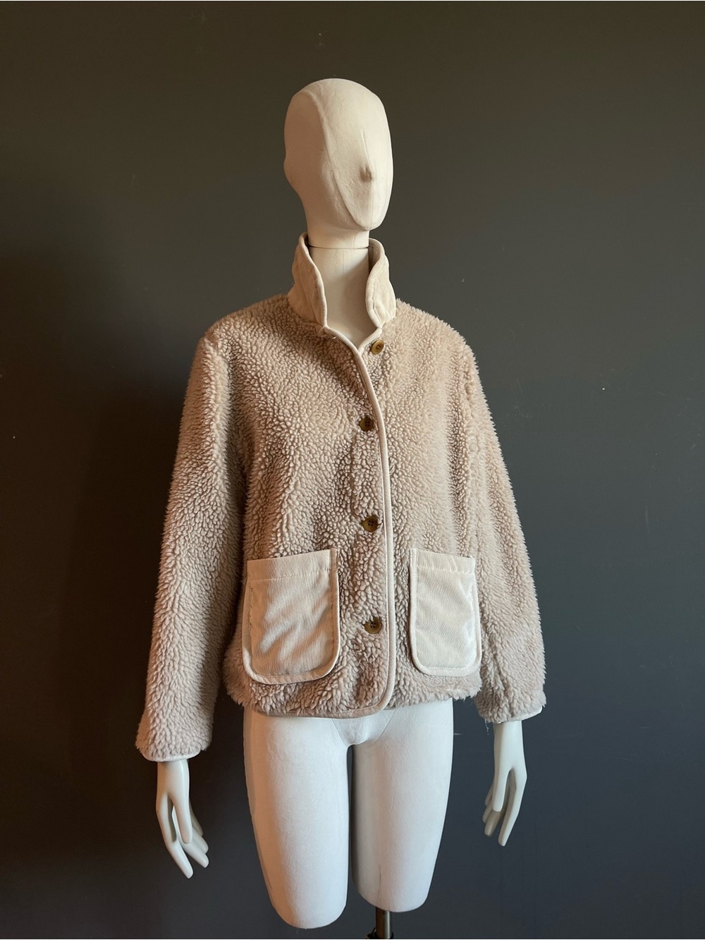 Alex Mill Marley Ivory Sherpa Fleece Corduroy Chore Jacket Quiet Luxury S Lined